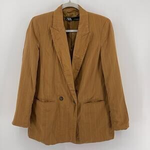 Zara longline oversized double breasted single button pinstriped blazer sz XS